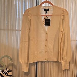 Charter Club Cream 100% Cashmere Button-Up Cardigan